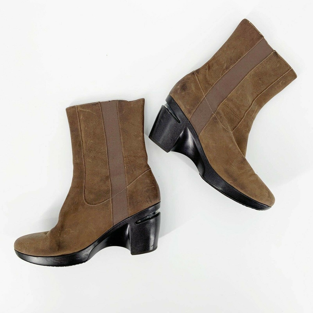 Cole Haan Air Sara Boots  Tan Suede Leather Wedge - Picture 2 of 6